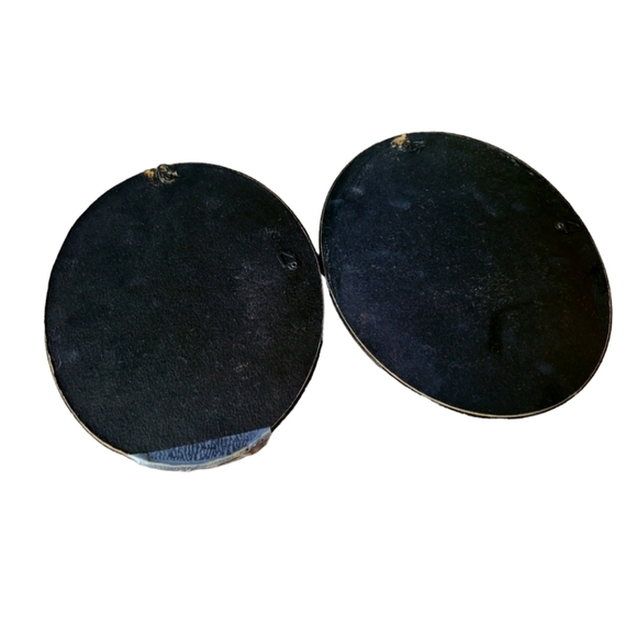 Vintage Set of 2 Oval Mirrors Traditional Farmhouse Primitive 9 x 7 Brown Frame - Picture 3 of 8